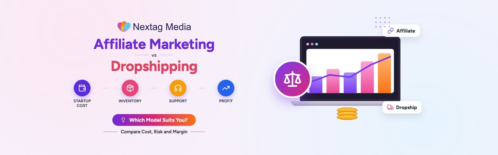 Affiliate marketer promoting products compared with a dropshipping store fulfilling orders