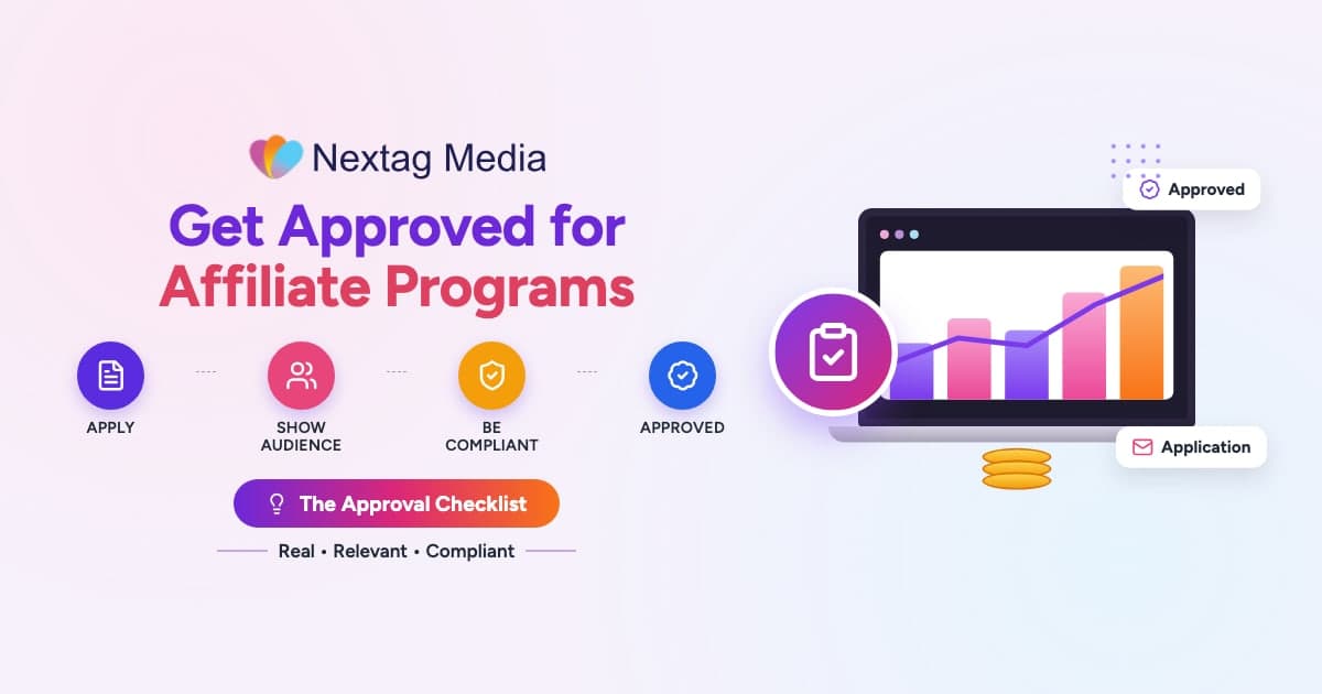 Affiliate program application form with an approved checkmark