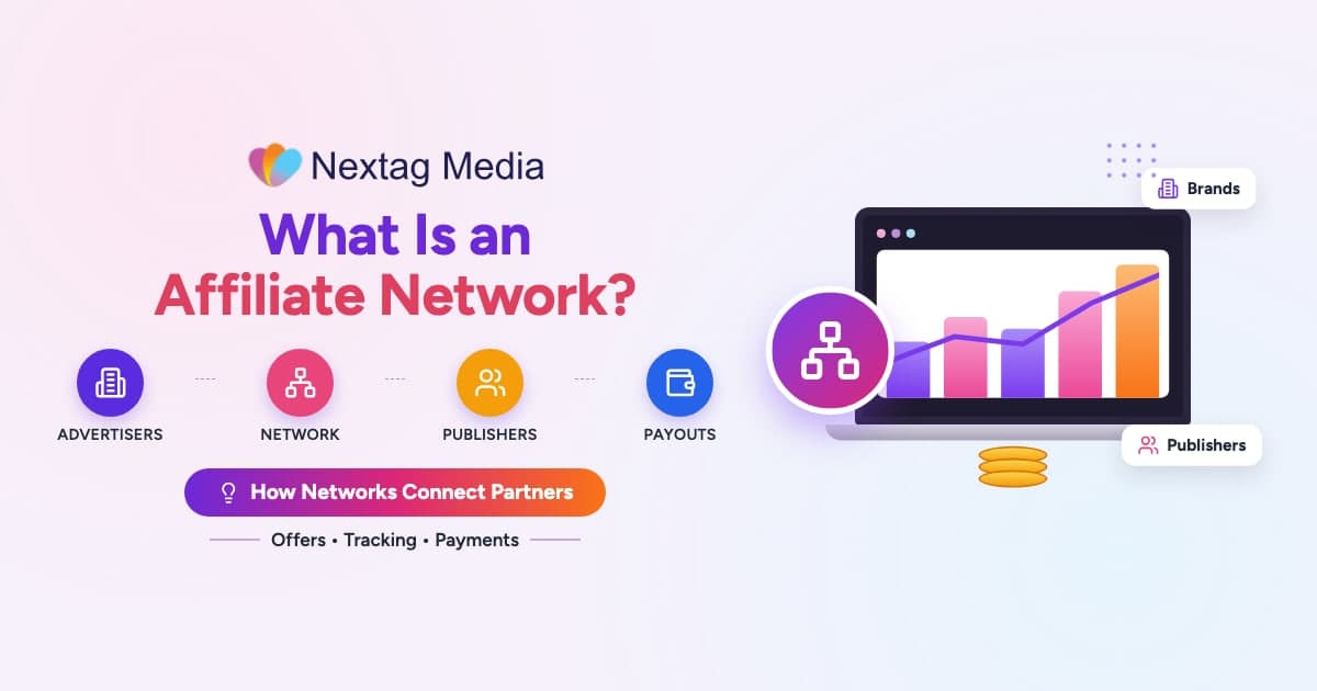 Affiliate network hub connecting advertisers and publishers
