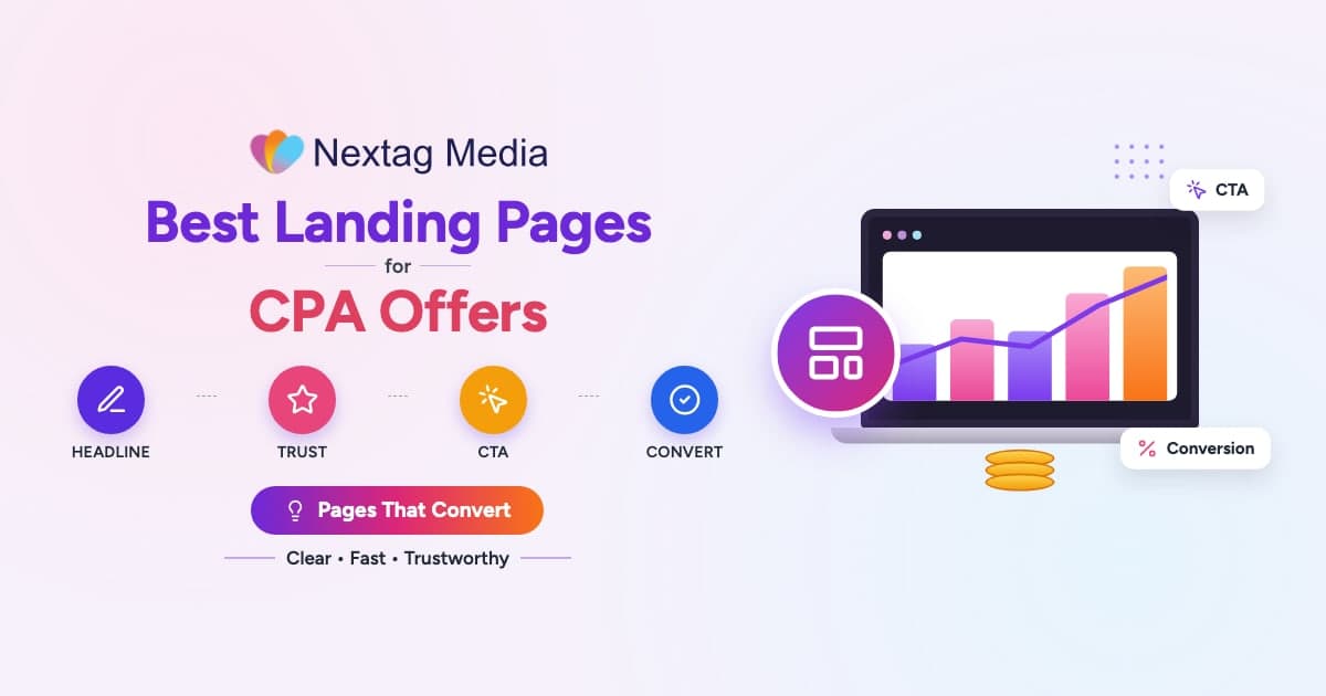 Best Landing Pages for CPA Offers cover: headline, trust, cta, convert