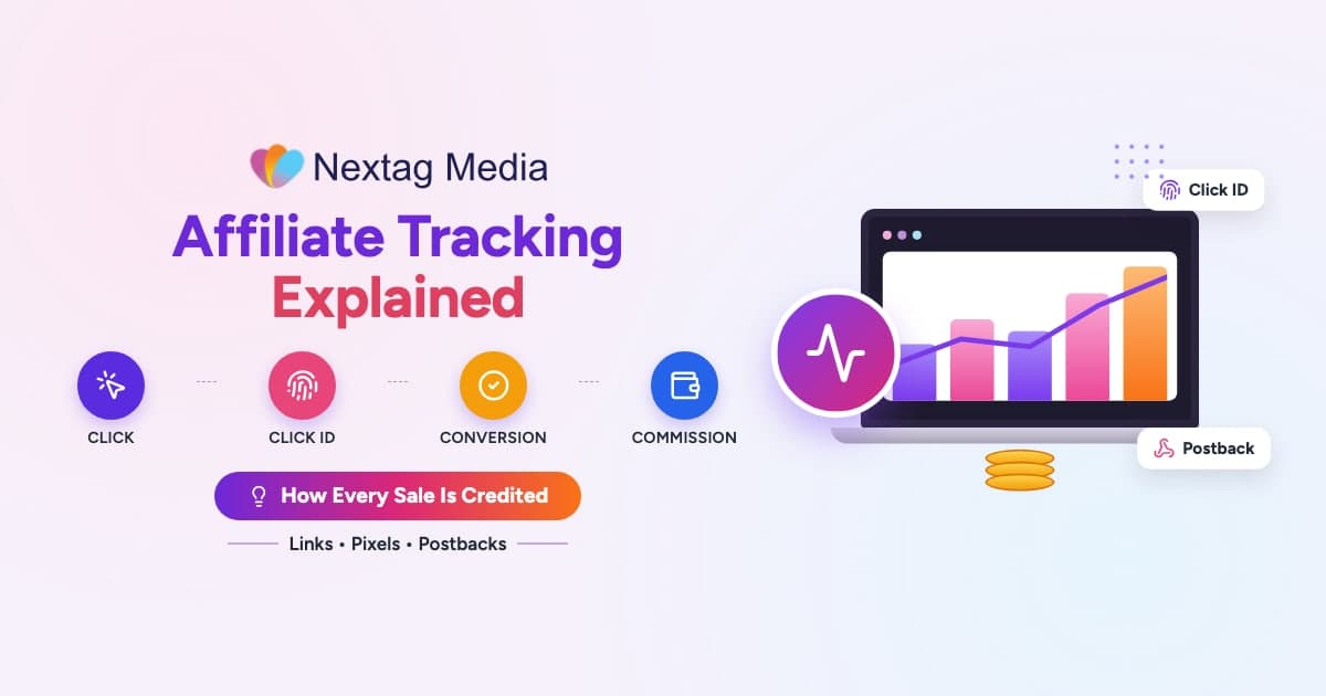 Affiliate Tracking Explained cover: click, click id, conversion, commission